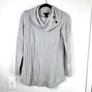 Design History Sweater  Womens Size small Gray Long Sleeve Cowl Neck Ribbed